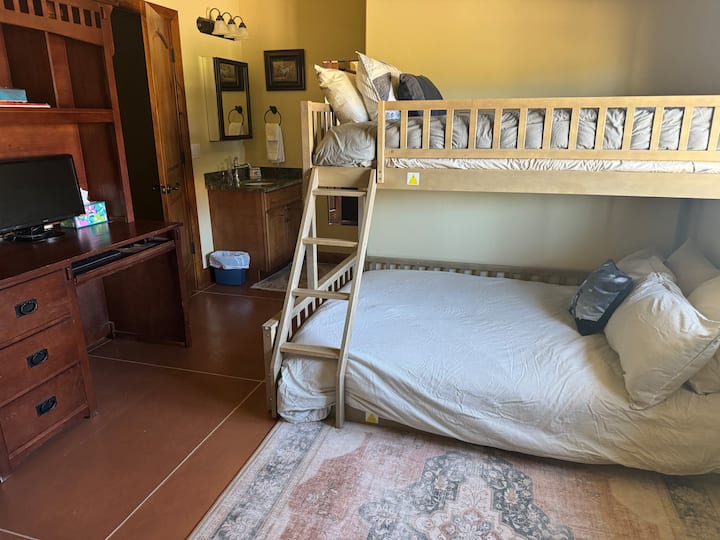 Please note that the top bunk is a futon mattresses rather than a traditional mattress.