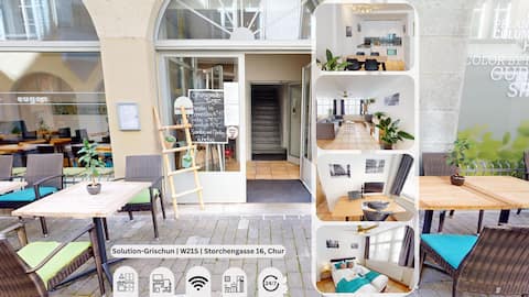 Comfort kitchen 65" TV office space - Solution Grischun