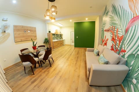 A family mini-apartment with a pool and air conditioning