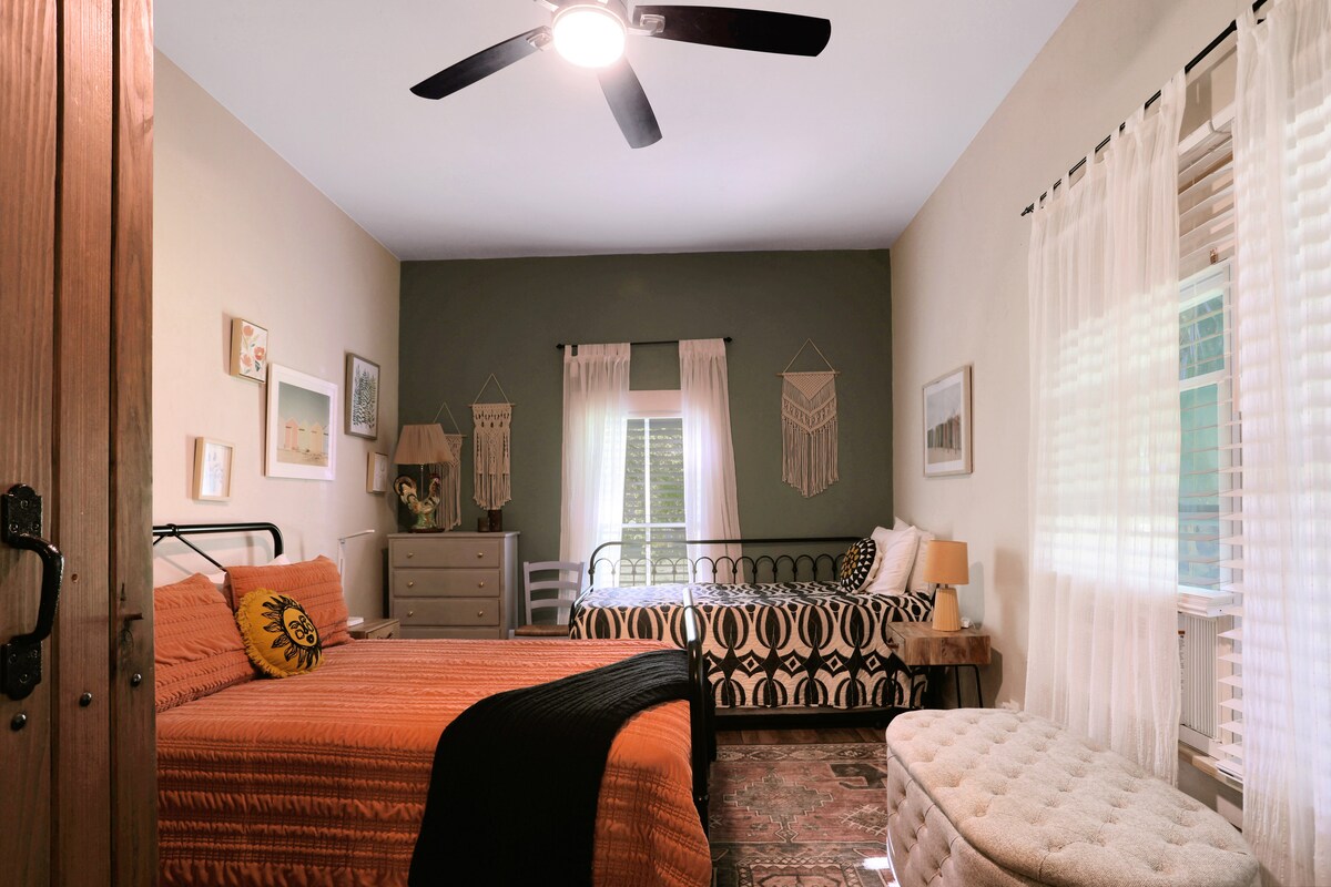 The second bedroom has one double bed and a single day bed with a pull-out.