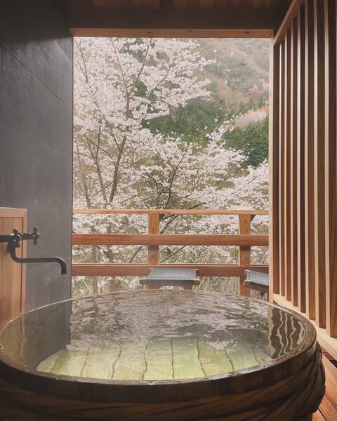 Experience a sauna and retreat in the "Zen Inn", a hot spring town where you can feel the seasonal n