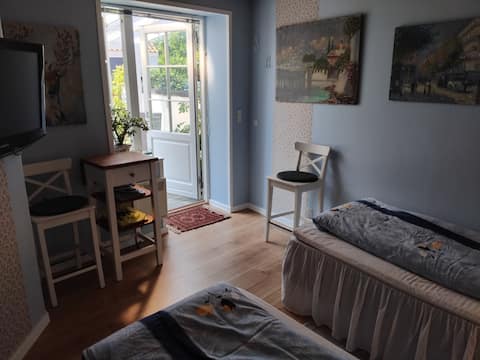 Room with private bathroom.