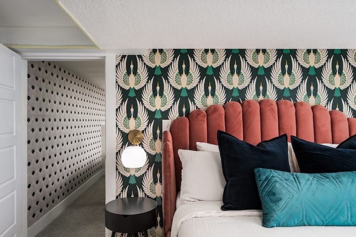 the 4th bedroom is located in the basement and includes a comfortable queen bed.