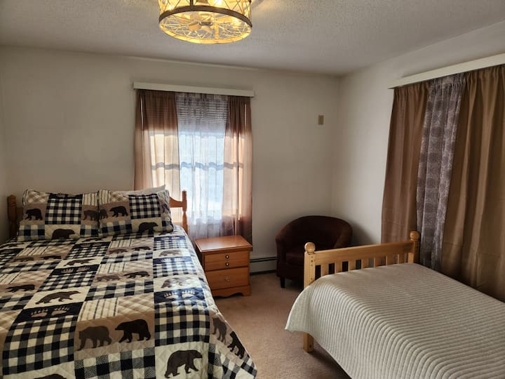 Bedroom #3: full and twin beds.