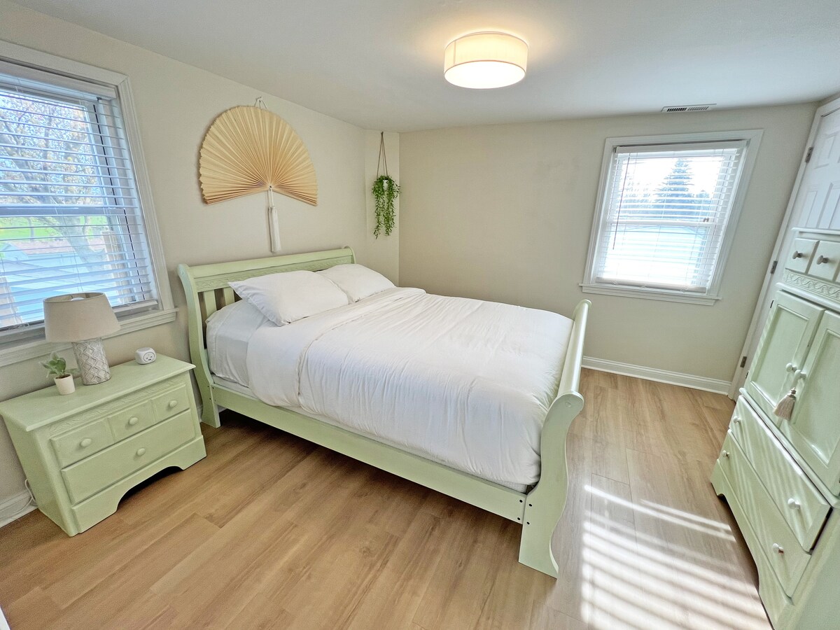 Second bedroom includes a queen-sized bed