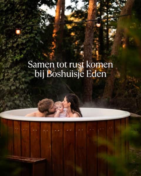 Luxury wooden wellness forest cottage with hot tub