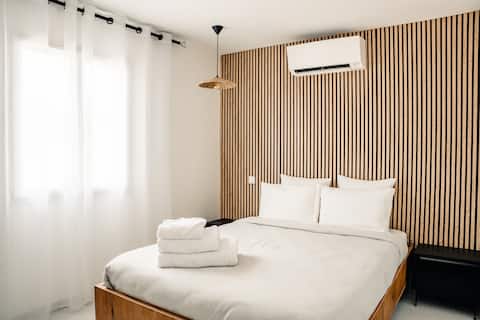 ANNA Spa electric fireplace garden view