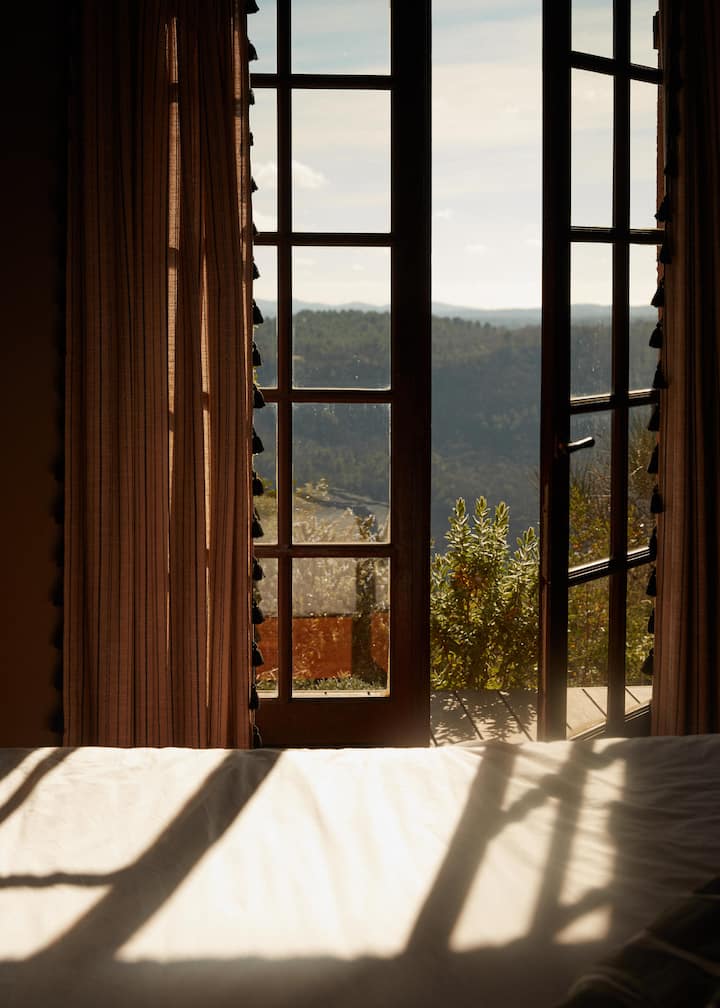 Master Bedroom with views over the mountains towards Antibes