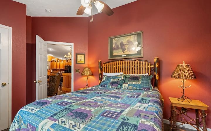 comfortable queen bed in the third bedroom