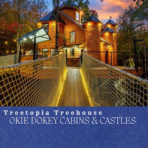 Epic Treehouse w/ Slide, Waterfall & Outdoor Movie