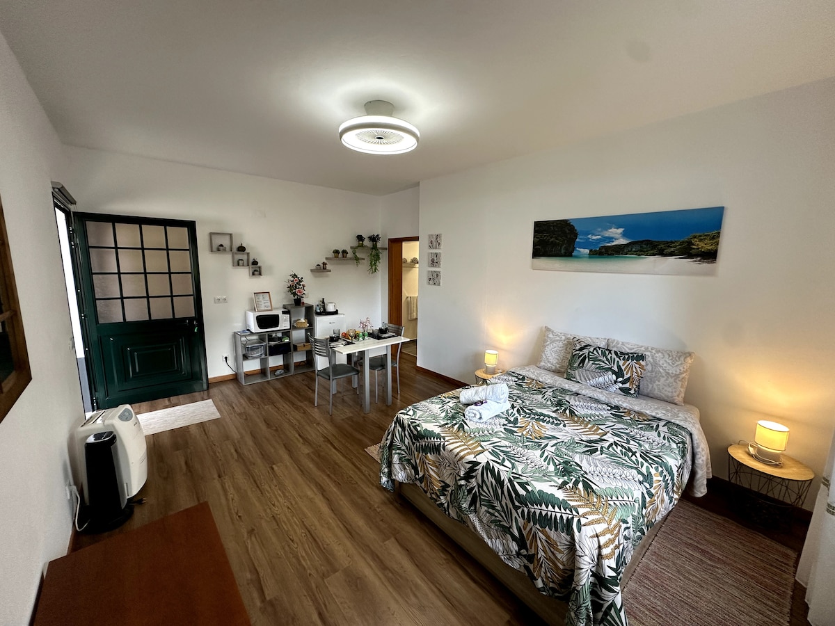 Një dhomë e bollshme dhe e rehatshme me të gjitha komoditetet për qëndrimin tënd: mikrovalë, aparat kafeje, frigorifer, pjata, gota vere, kafe, çaj, fruta e të tjera. Do të ndihesh si në shtëpi këtu! 