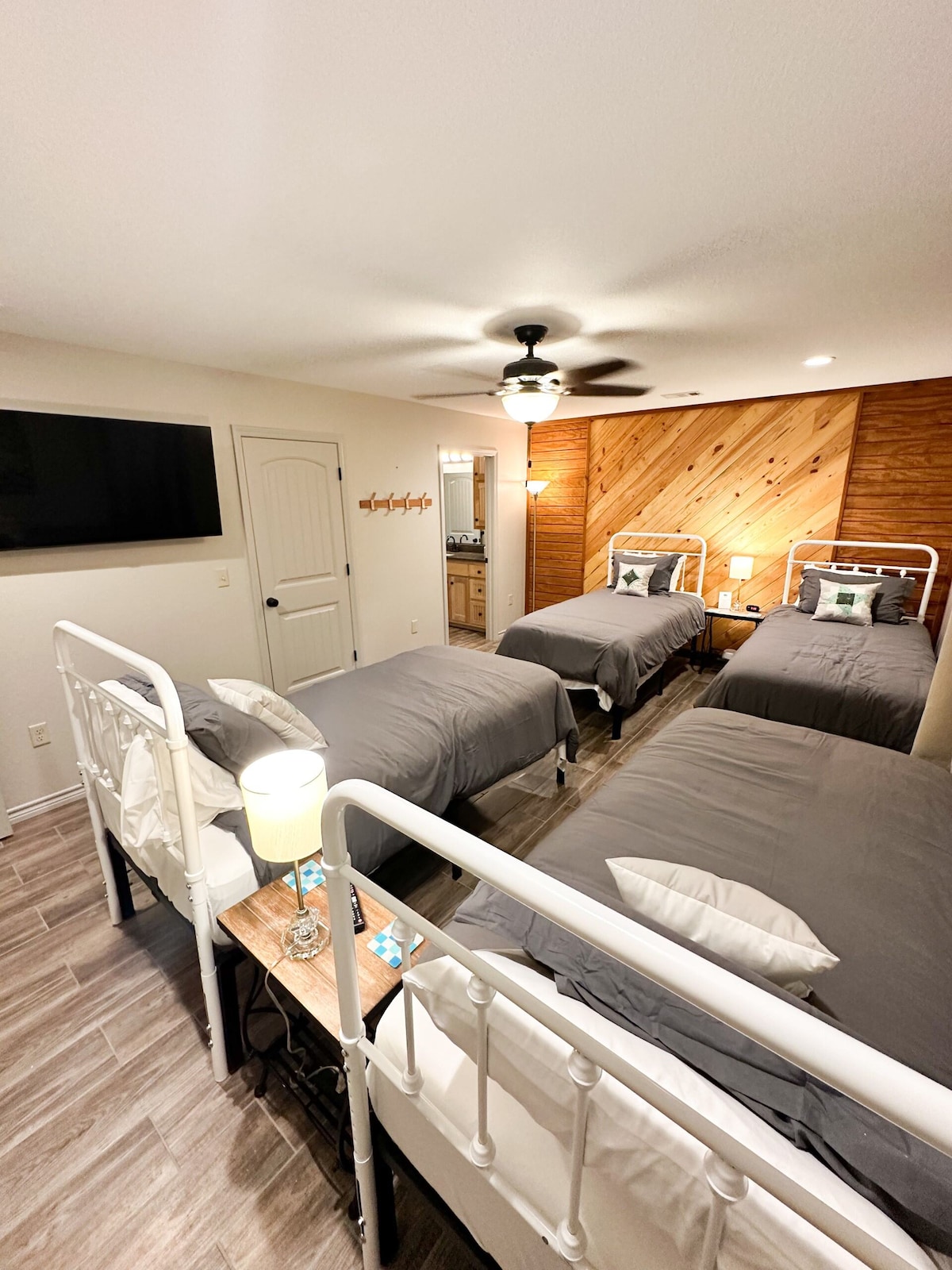 Main bedroom with 4 x Twin XL firm support mattresses (can be pushed together to make a split King bed