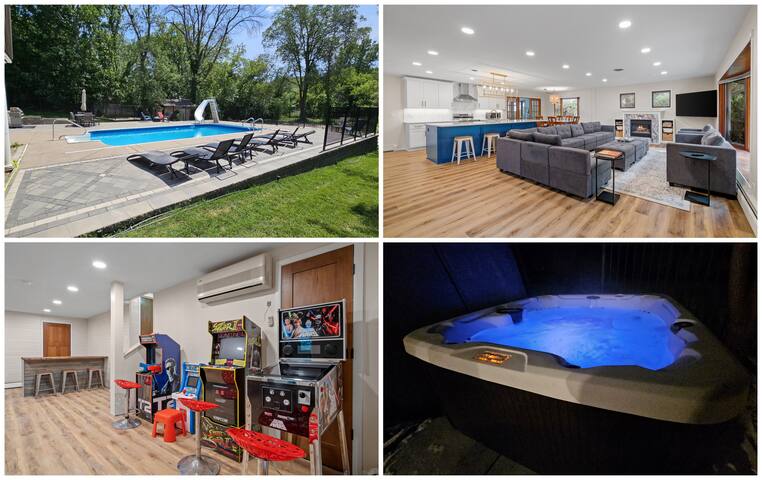 Large home w/ pool, hot tub & arcade