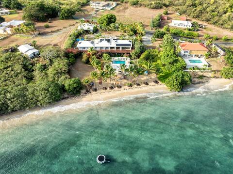True beachfront villa.