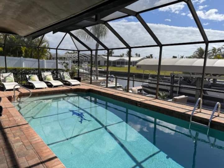 Waterfront Tuscan Themed Home With Pvt Heated Pool - Cape Coral, FL