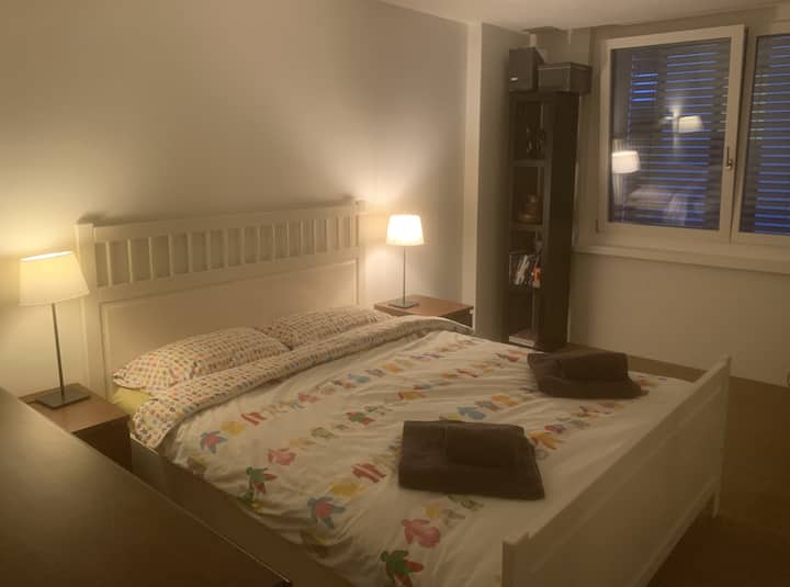 ห้องสว่างขนาดใหญ่พร้อมเตียงคู่ขนาดใหญ่