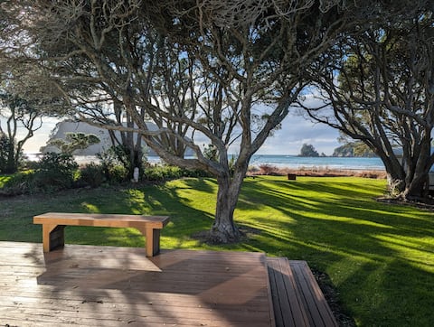 Best spot in Whangamata: 1950's beachfront bach