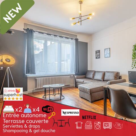 1BR – Terrace & comfort – for pros & families