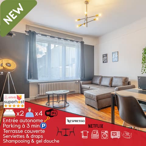 1BR – Terrace & comfort – for pros & families