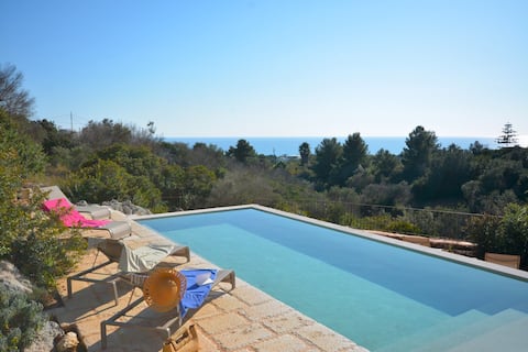 Gorgeous villa with sea-view pool near beaches