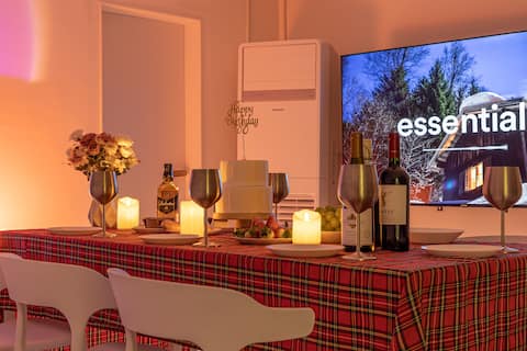 [Corner Ground] Private, movie theater, karaoke room, bridal shower, 75-inch TV party room