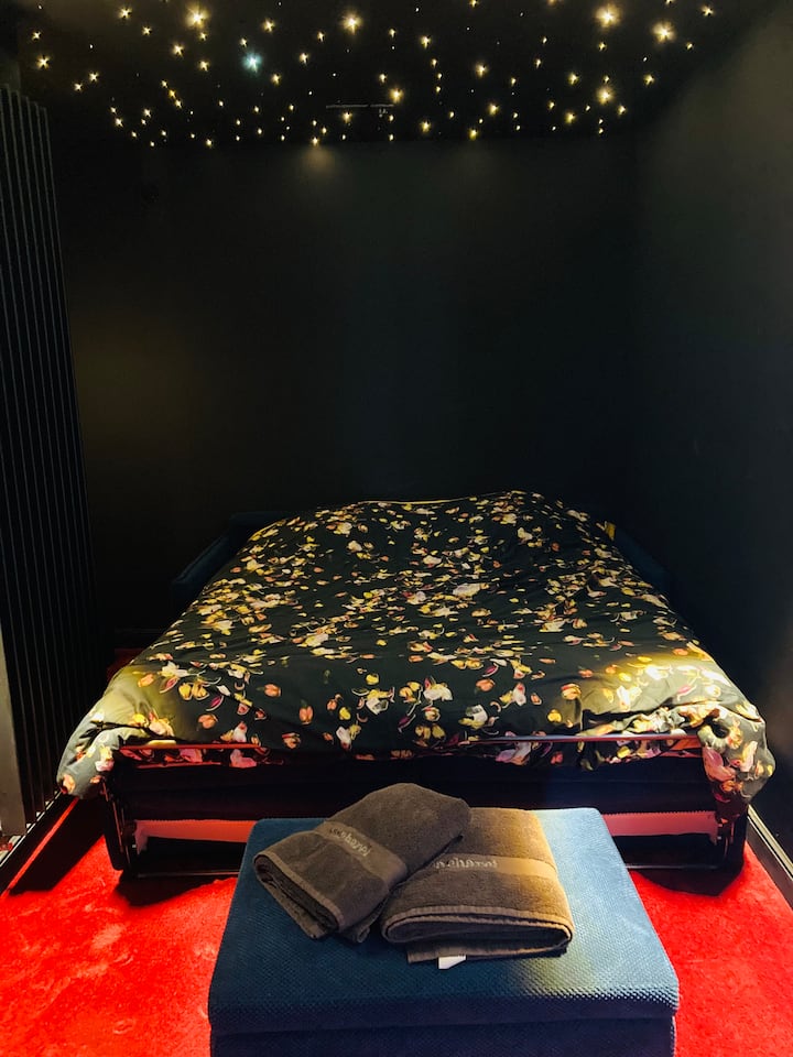 Biografrum med ekstra sovesofa (160 cm seng)