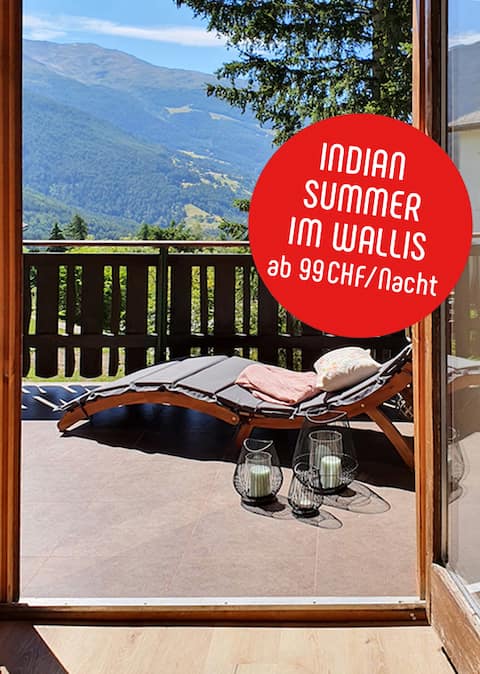 Chalet apartment in Valais/Bürchen with balcony and garden