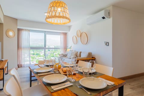 Luxurious building with amenities and panoramic views