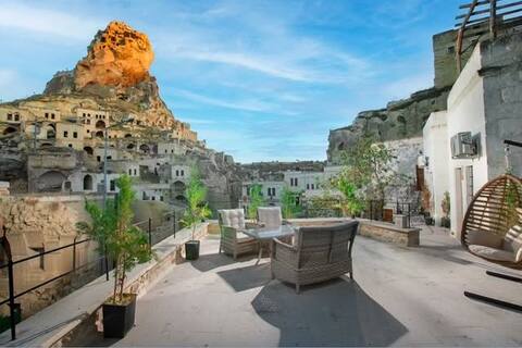 Stylish Cave House with Unique Castle View