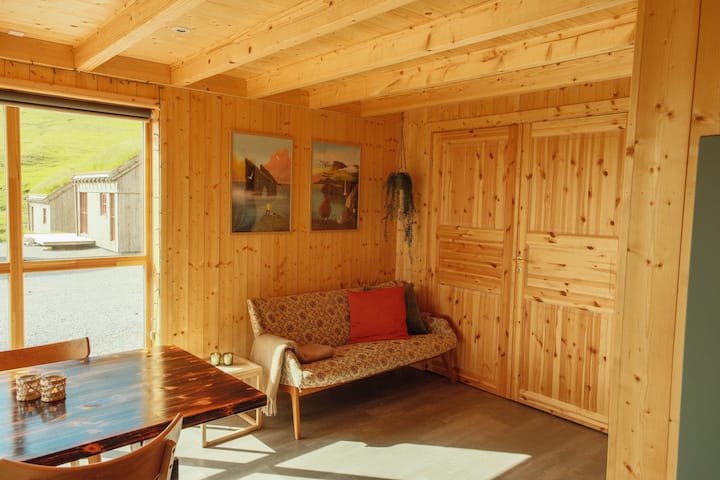 Turf Cottage In Gásadalur Surrounded By Mountains - Greenland