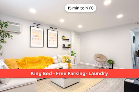 King Bed, FREE Parking, Near NYC & American Dream