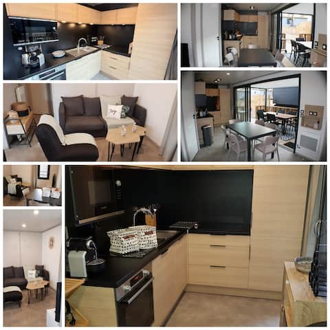 Popular Airbnb listing: Contemporary seaside cottage, heated pool in Jullouville