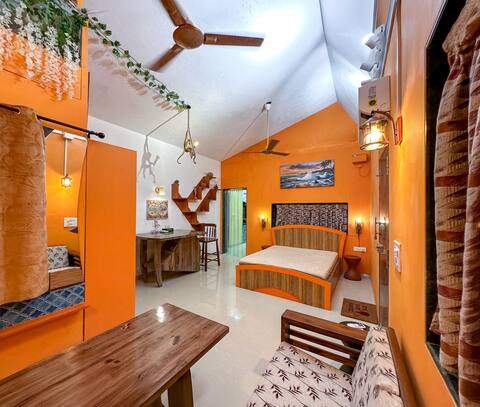 Independent studio with AC, kitchen, large rooftop
