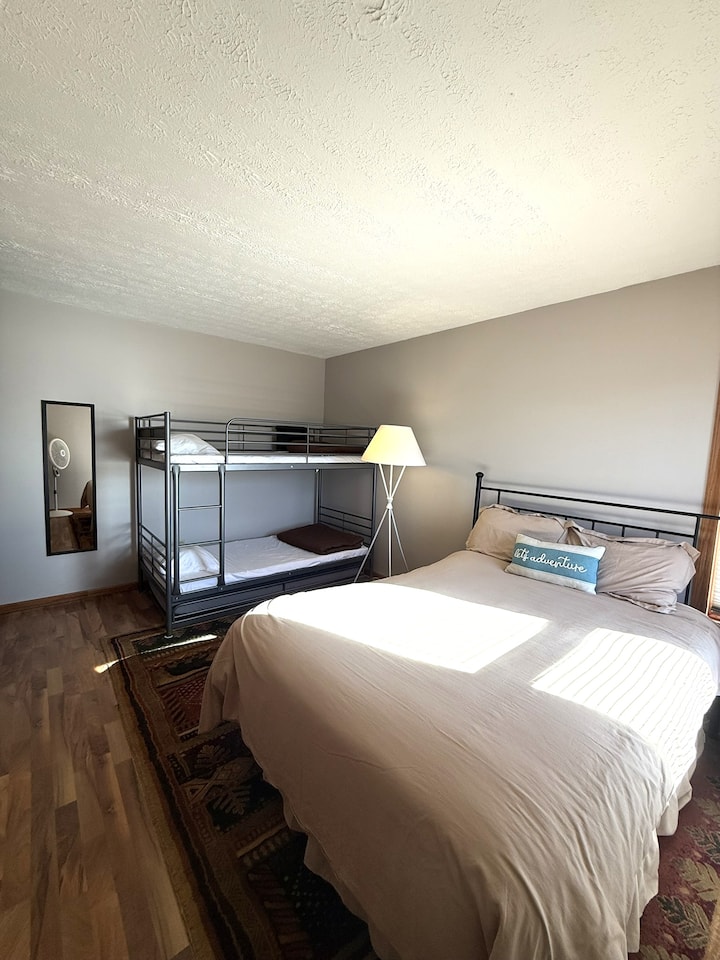 3rd bedroom, full bed, twin bunks with a trundle bed, sleeps five with water views.