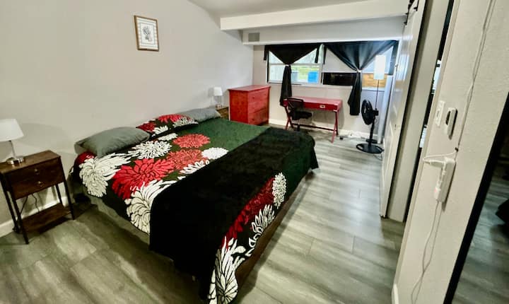 Დიდი ზომის საძინებელი სრული აბაზანით/საშხაპით.