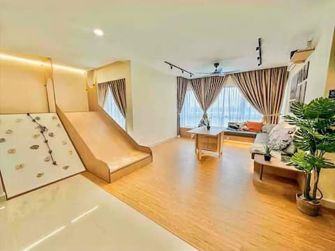 Top Floor Spacious Indoor Play Slide & toys