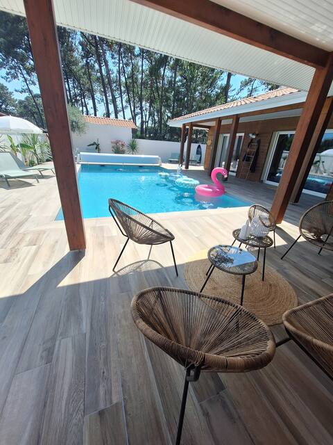 large villa with pool, beach to walking distance