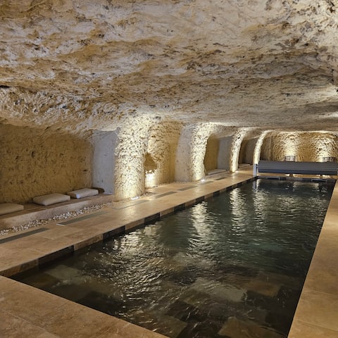 Le Petit Versailles Loire Tours cave pool