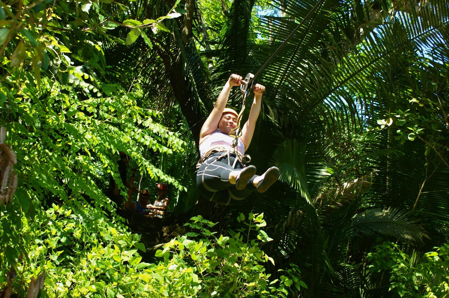 woman on a zipline