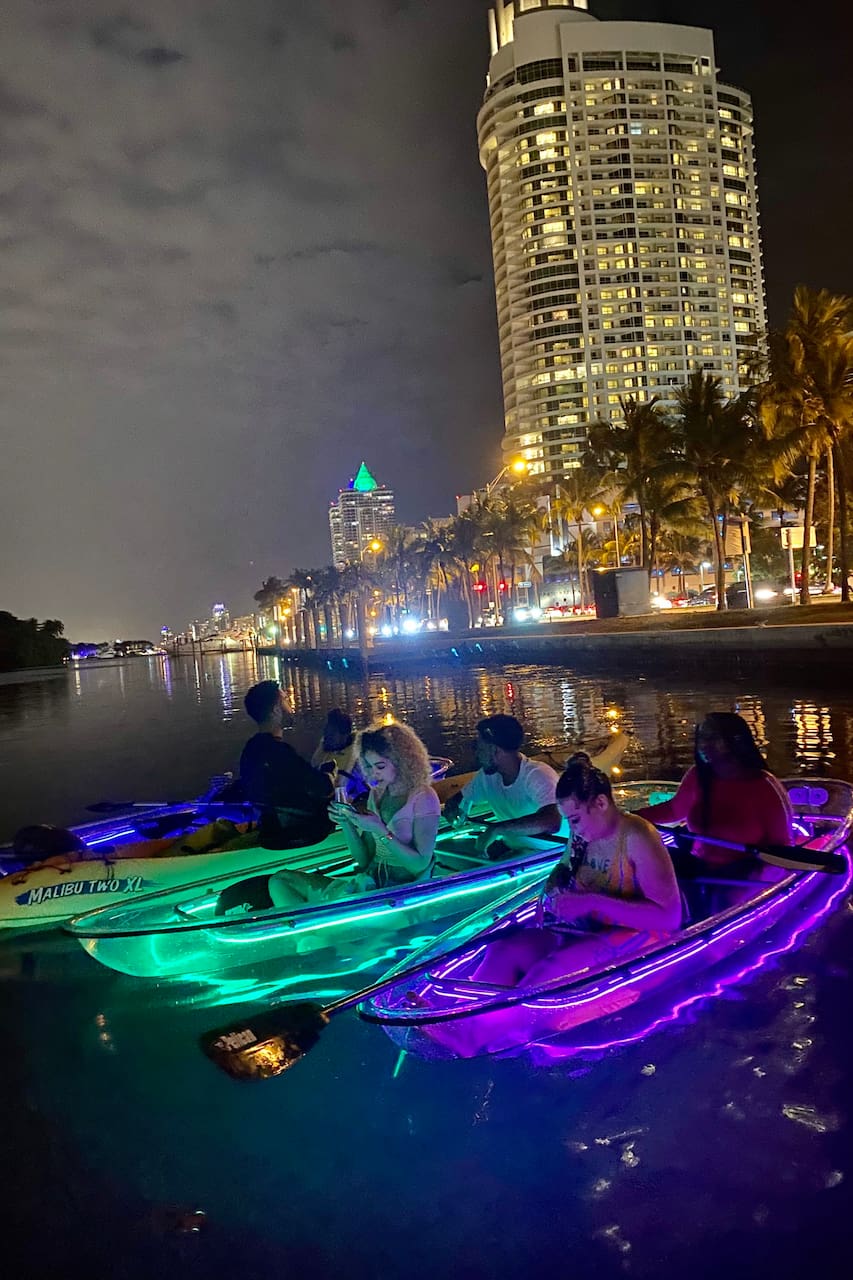 Neon Night Transparent Kayak Miami Beach Airbnb