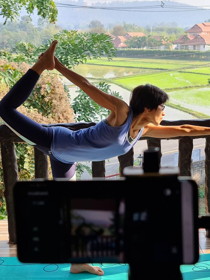 Peaceful rice field view