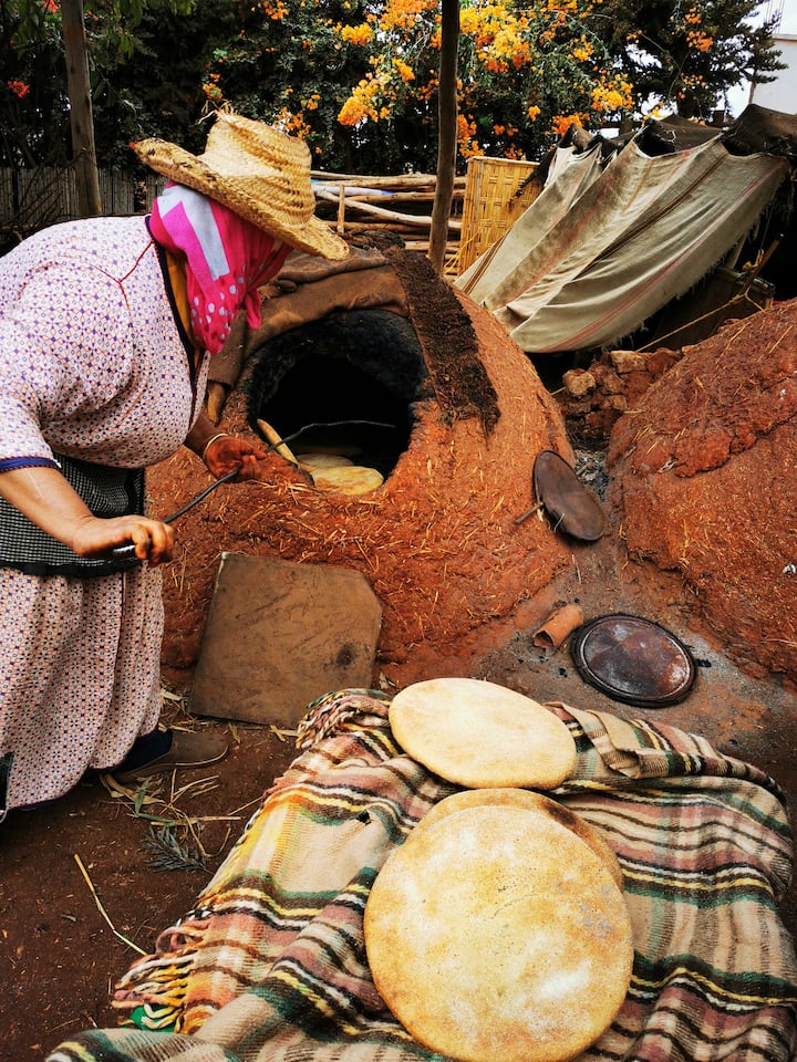 Village woman making bread