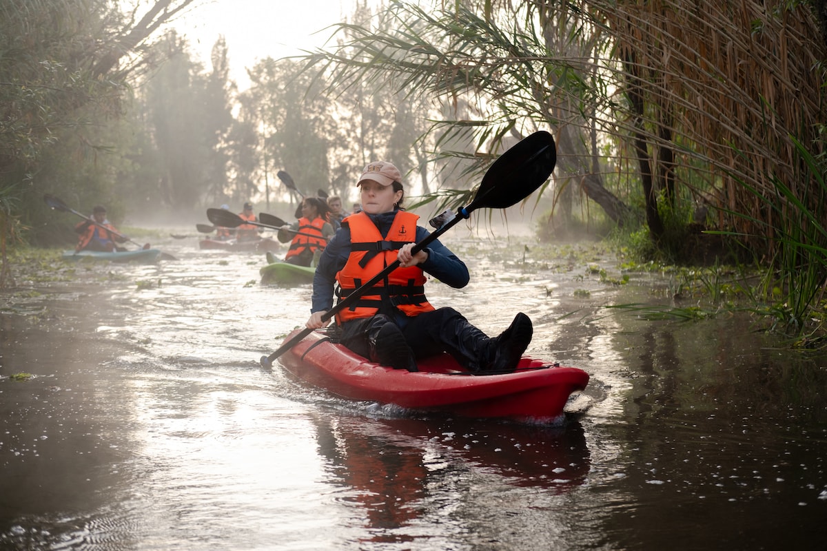 Kayaking through the canals of Xochimilco