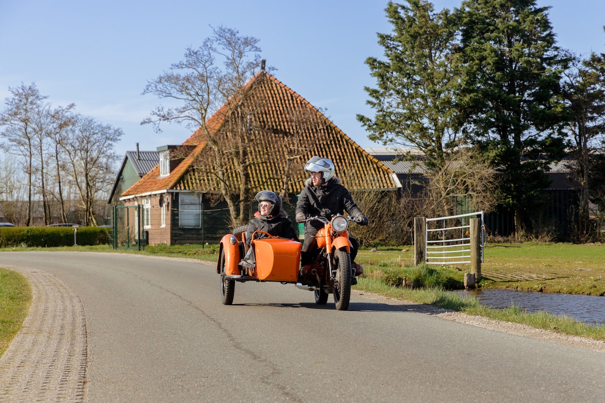Countryside ride in vintage sidecar