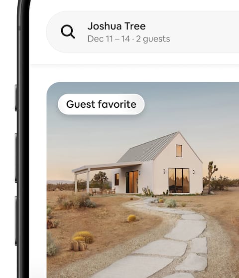 Airbnb app showing a ‘Guest favorite’ home.