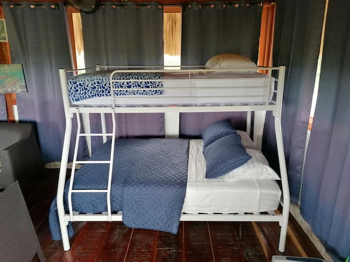 Double and twin sized bunk bed for guests.