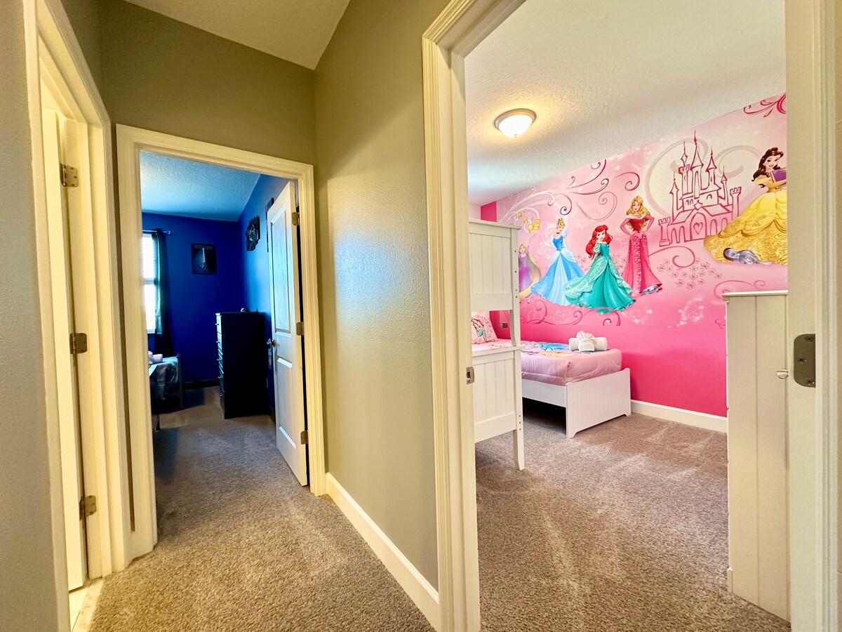 Princess Room To Right, Star Wars Room Ahead w/ Full Bathroom To Left