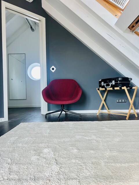 Modern house in house flat with workspace.