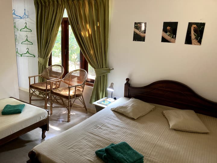 Სამადგილიანი ოთახი 2, ფლიგელით და უკანა ტერასაზე წვდომით.