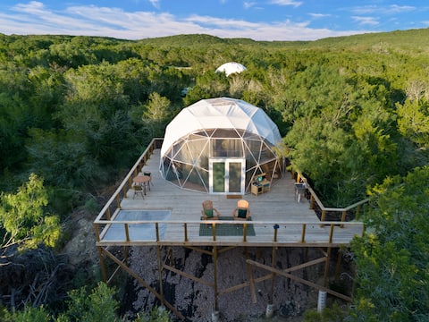 Whimsical Geo Dome: Forest Views, Texas-style!